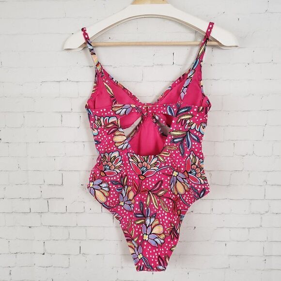 Tabitha Brown For Target One Piece Swim Suit Size S Hot Pink Floral Cheeky NWOT - Picture 5 of 9